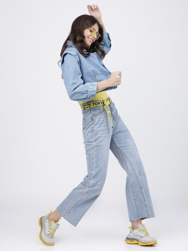 Tokyo Talkies Women Blue Denim Jacket - Blue - Image 6
