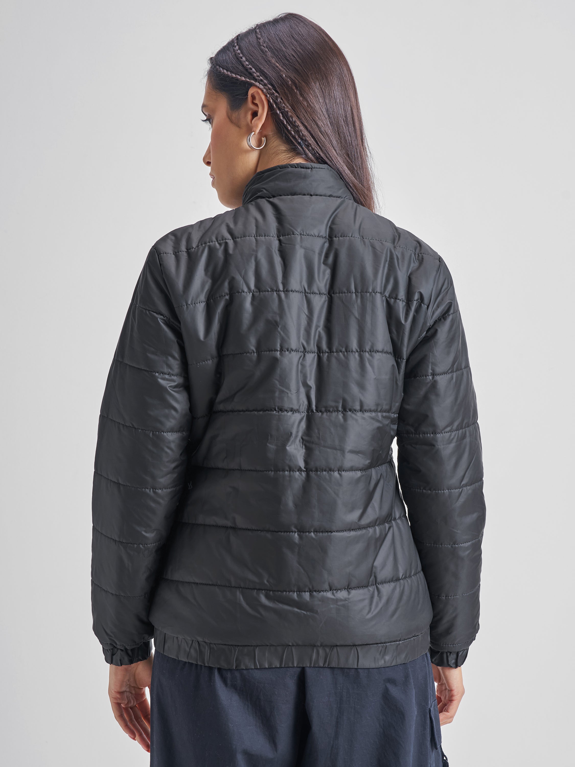 Tokyo Talkies Women Black Puffer Jacket - Black - Image 3