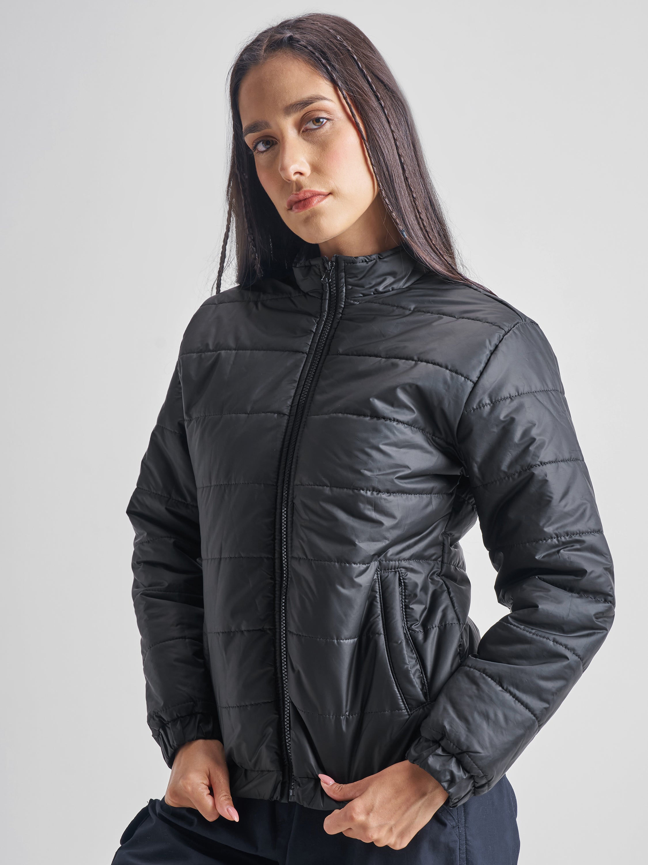 Tokyo Talkies Women Black Puffer Jacket - Black - Image 4