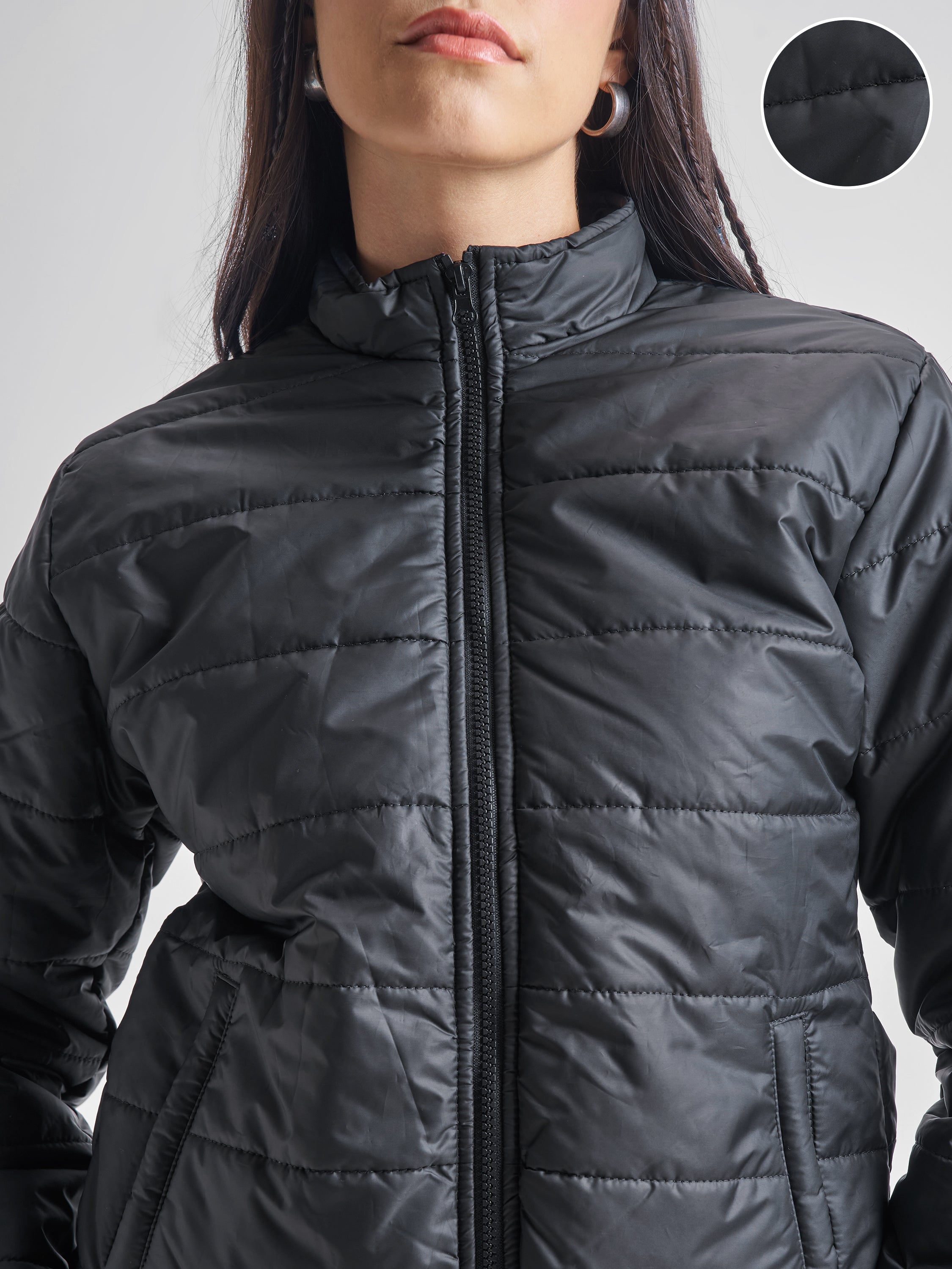 Tokyo Talkies Women Black Puffer Jacket - Black - Image 5