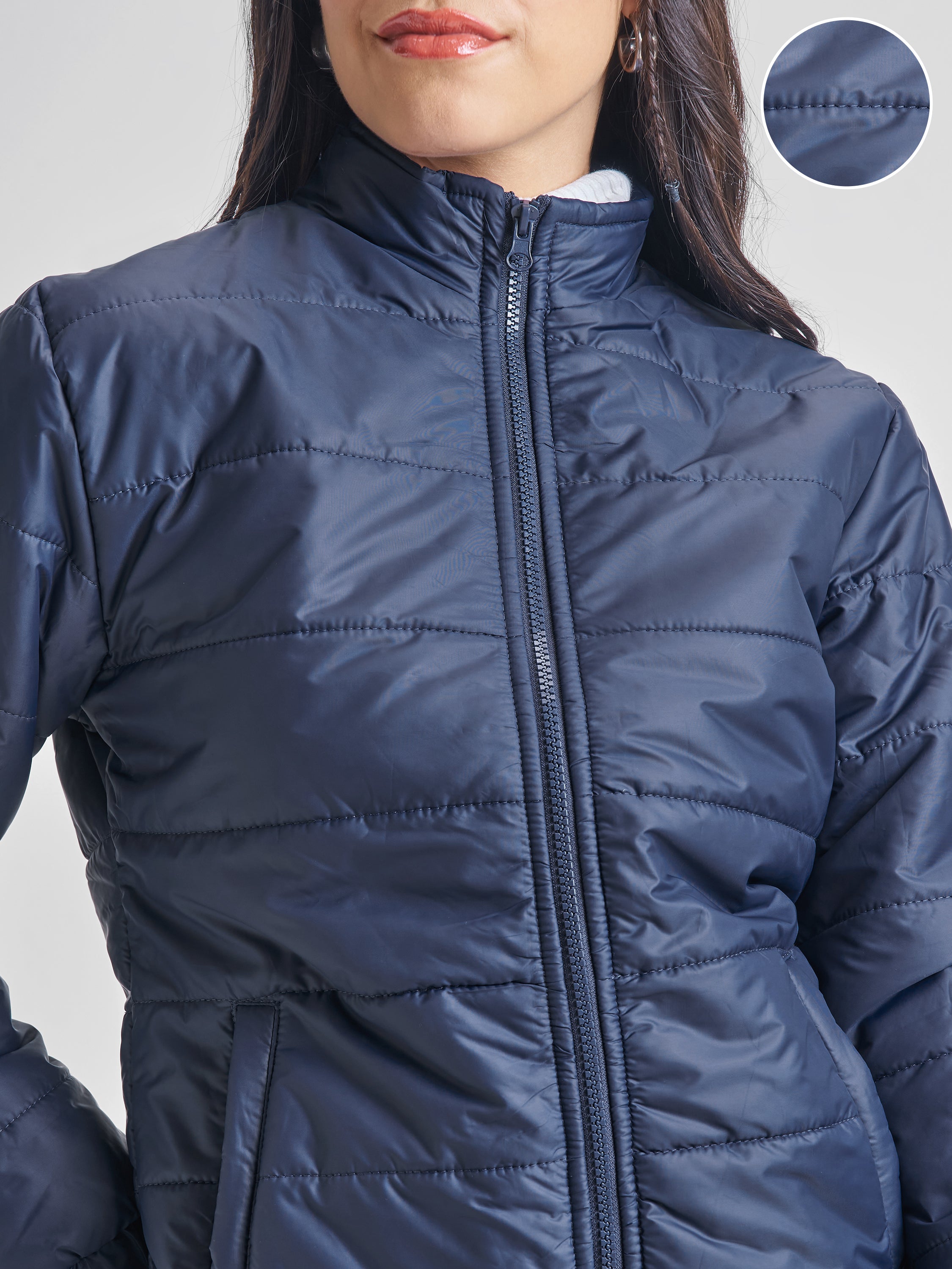 Tokyo Talkies Womens Navy Blue Polyester Jacket - Navy Blue - Image 5