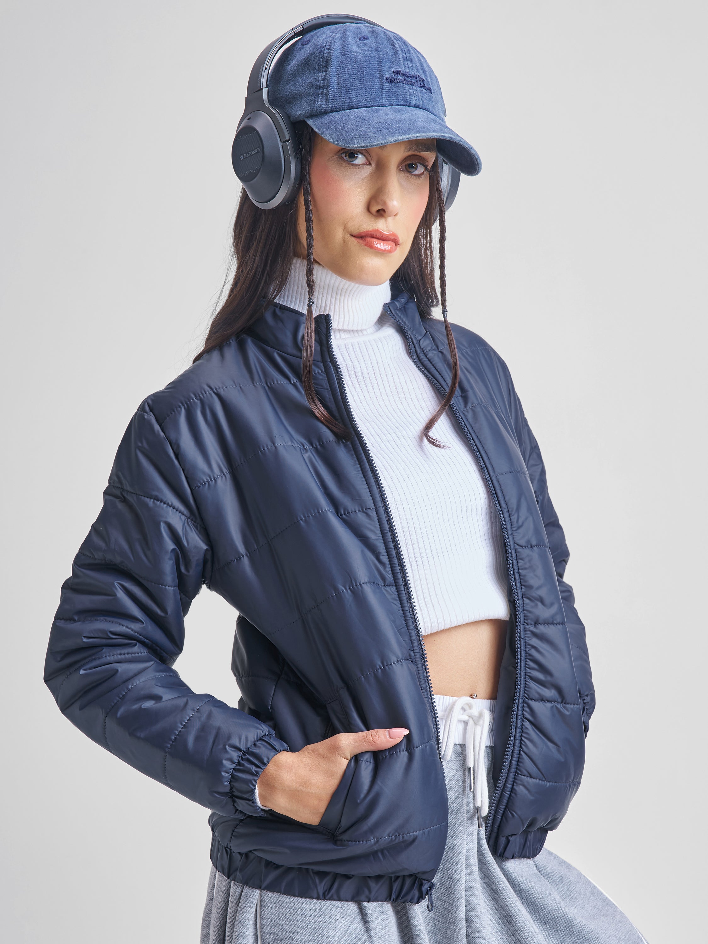 Tokyo Talkies Womens Navy Blue Polyester Jacket - Navy Blue - Image 6