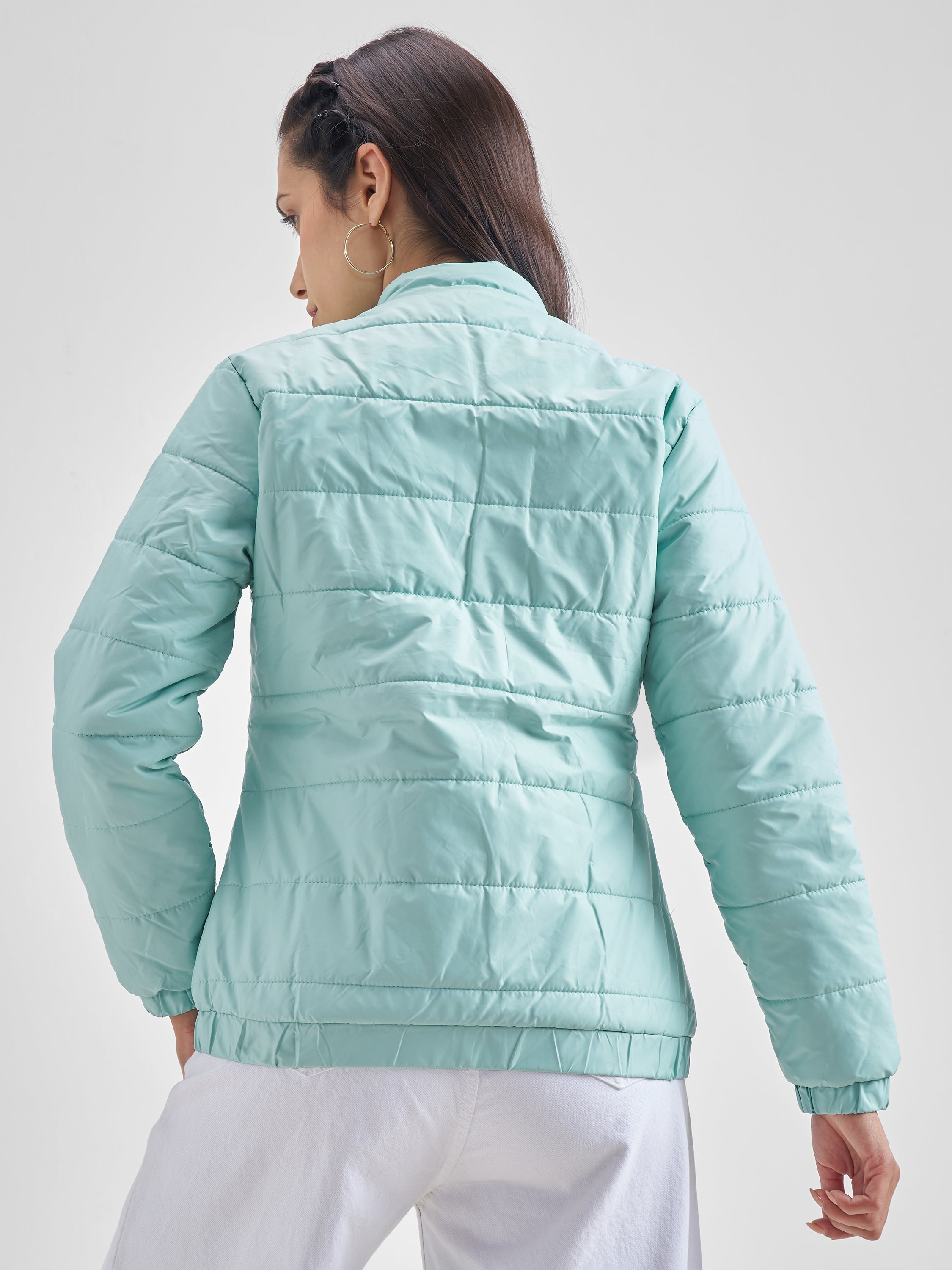 Tokyo Talkies Womens Teal Puffer Jacket - Blue - Image 3