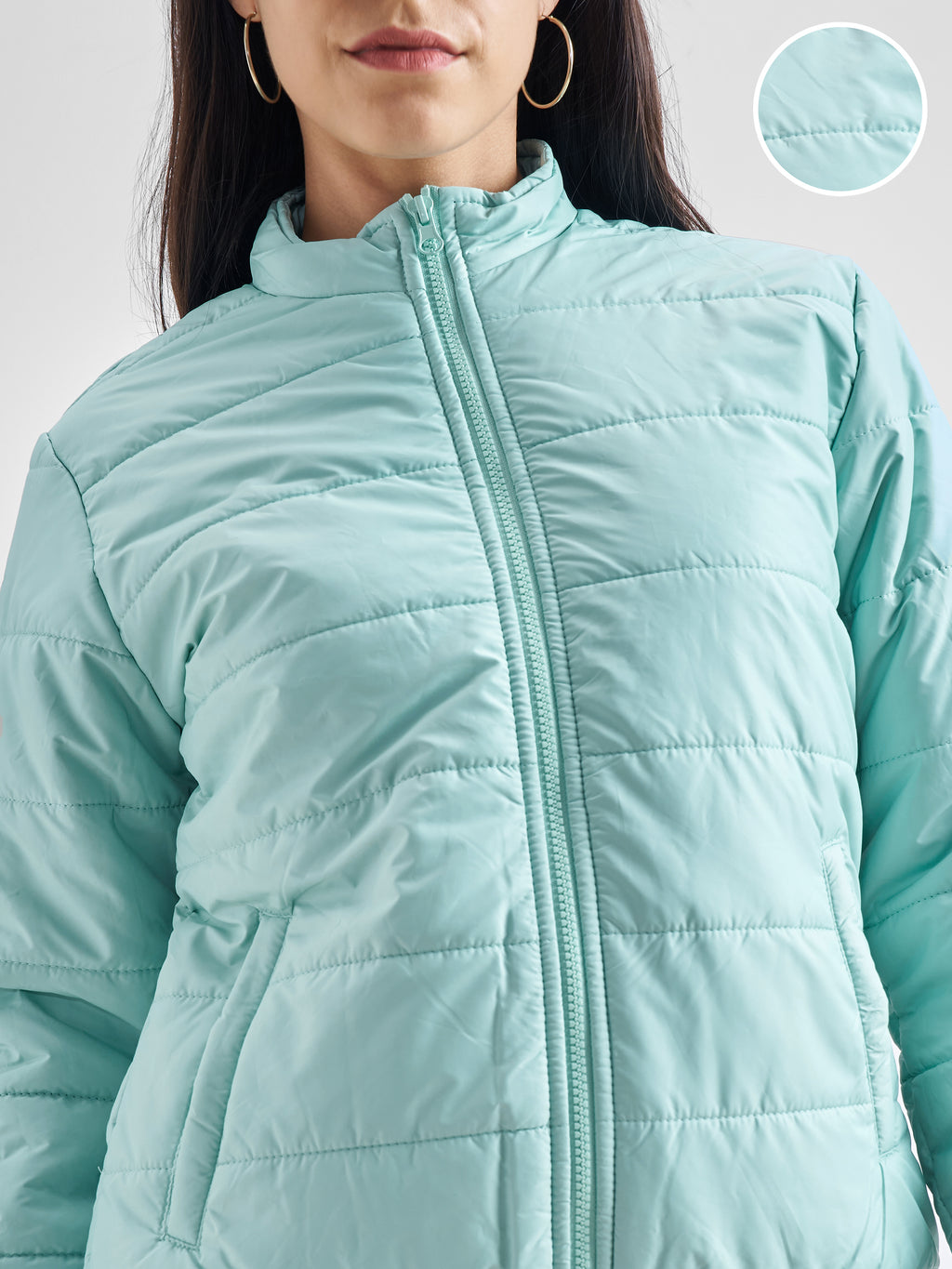 Tokyo Talkies Womens Teal Puffer Jacket - Blue - Image 5