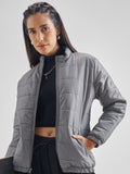 Tokyo Talkies Womens Grey/Silver Polyester Puffer Jacket - Grey - Image 1
