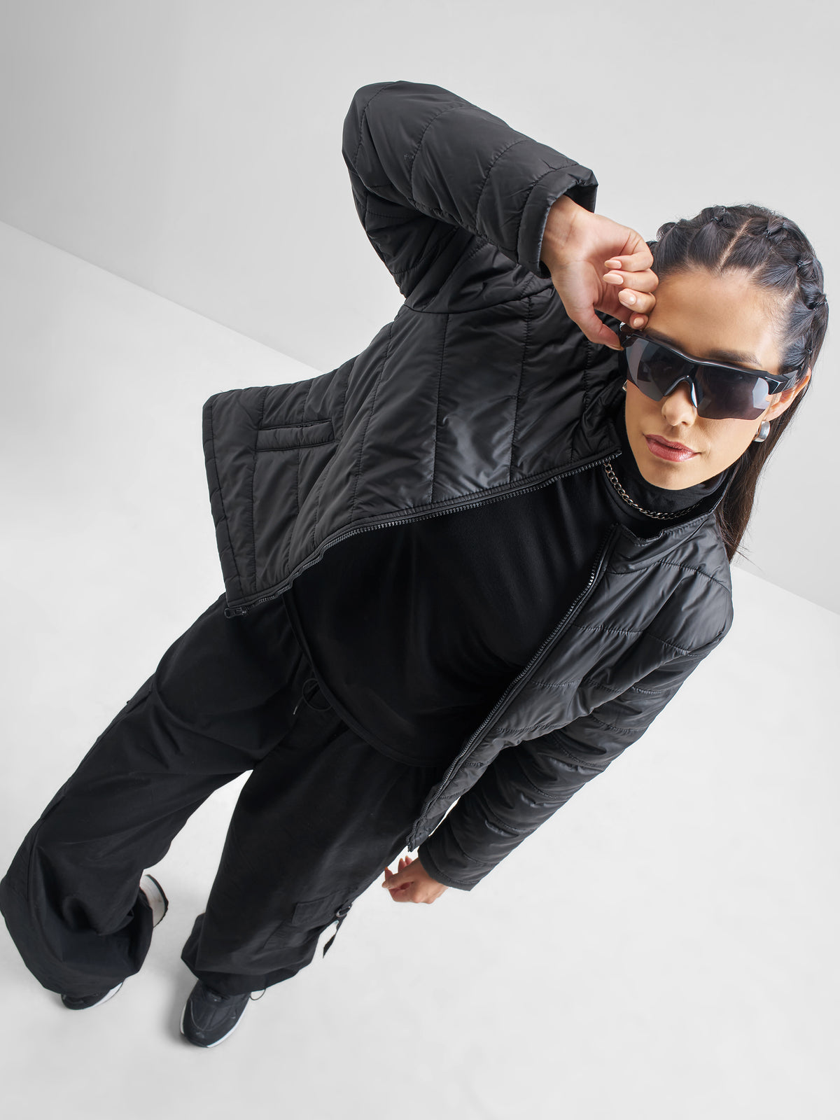 Tokyo Talkies Women Black Puffer Jacket - Black - Image 2