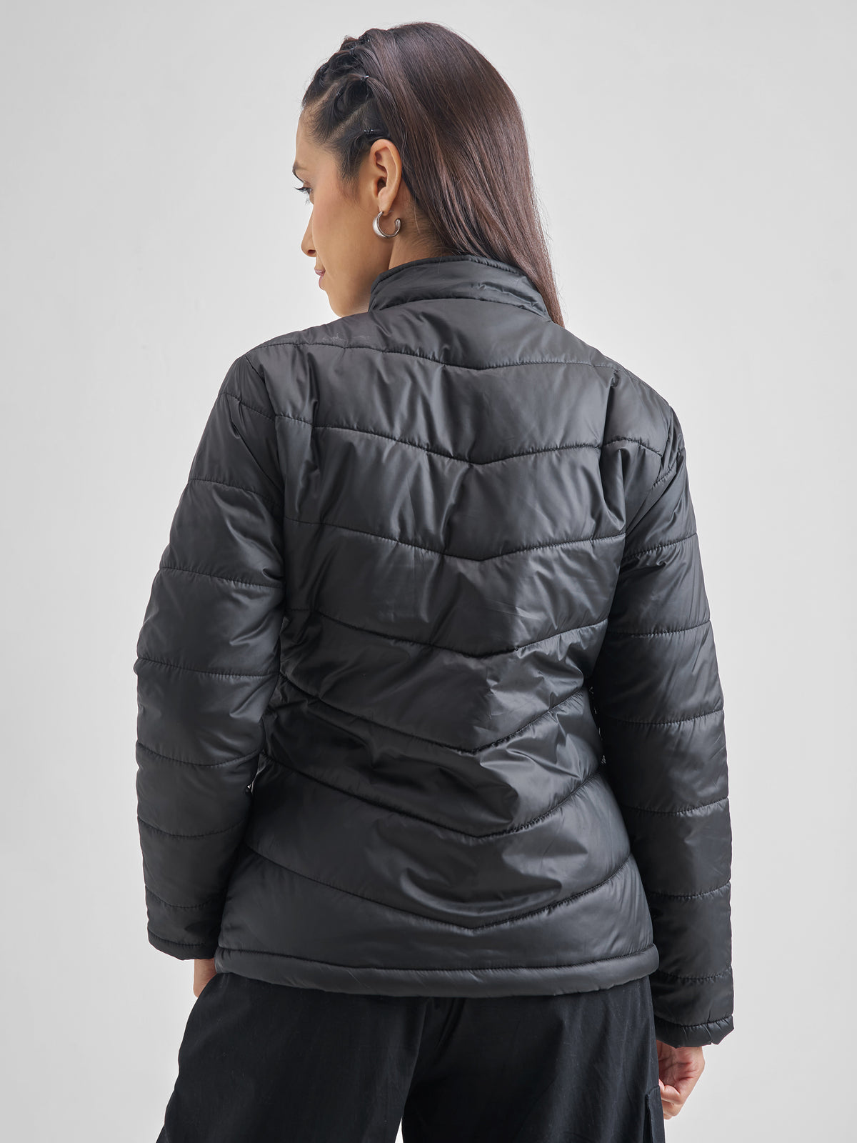 Tokyo Talkies Women Black Puffer Jacket - Black - Image 3