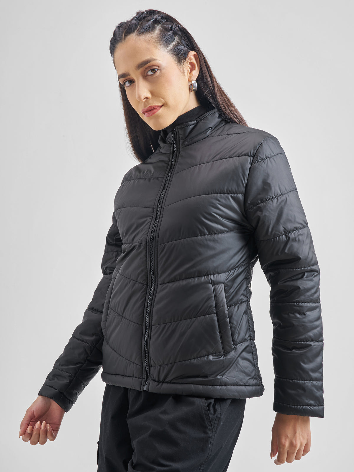 Tokyo Talkies Women Black Puffer Jacket - Black - Image 4