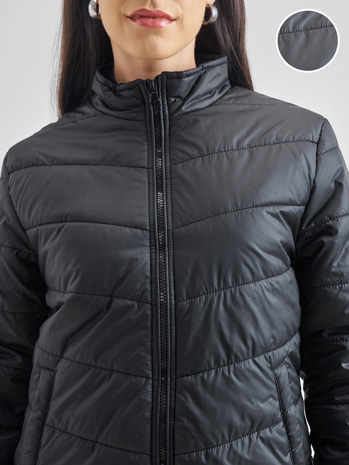 Tokyo Talkies Women Black Puffer Jacket - Black - Image 5