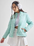 Tokyo Talkies Womens Blue Puffer Jacket - Blue - Image 1