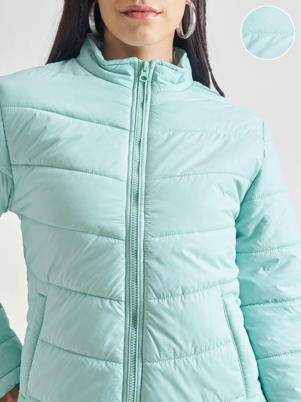 Tokyo Talkies Womens Blue Puffer Jacket - Blue - Image 5