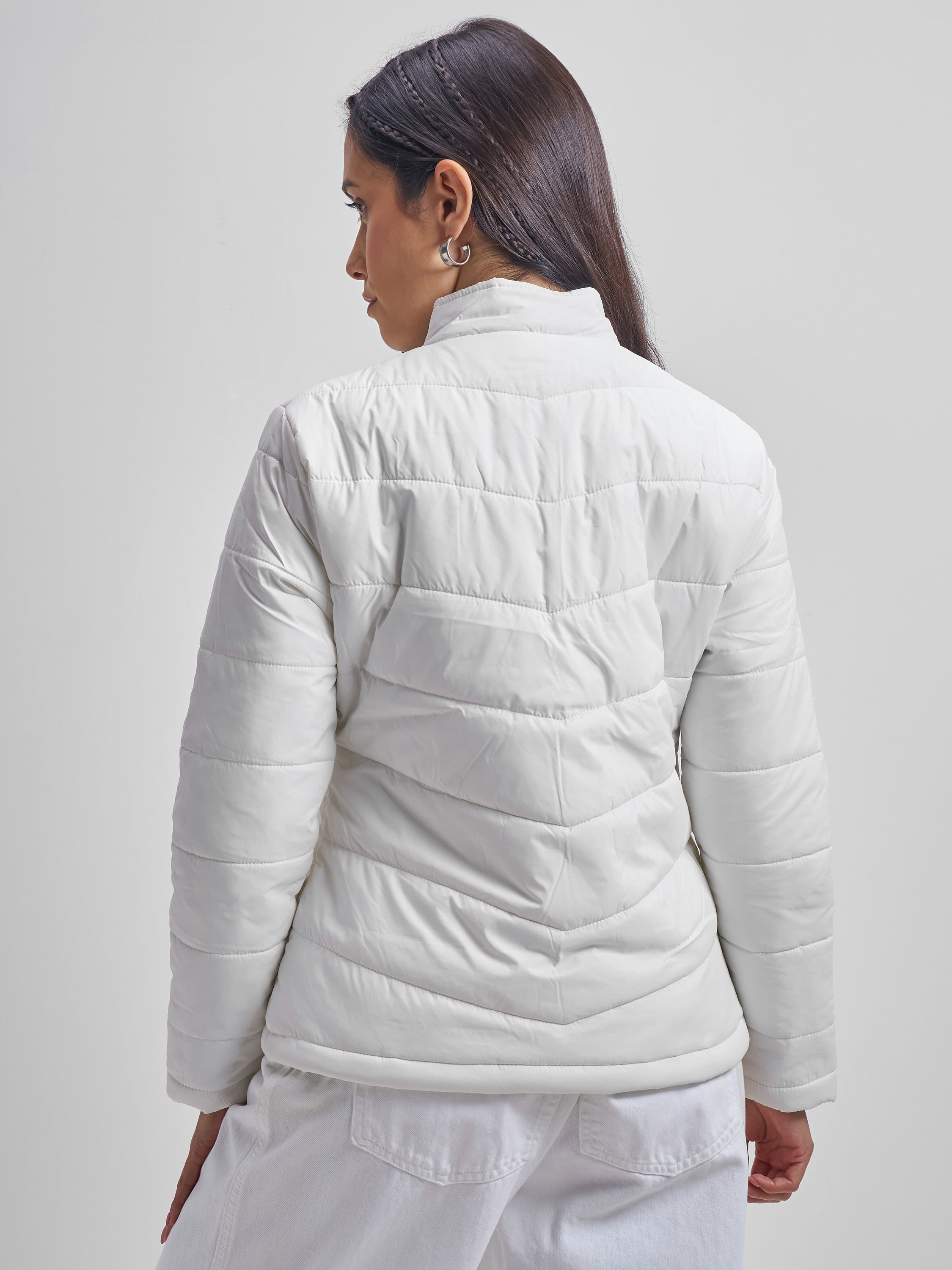 Tokyo Talkies Women White Puffer Jacket - White - Image 3