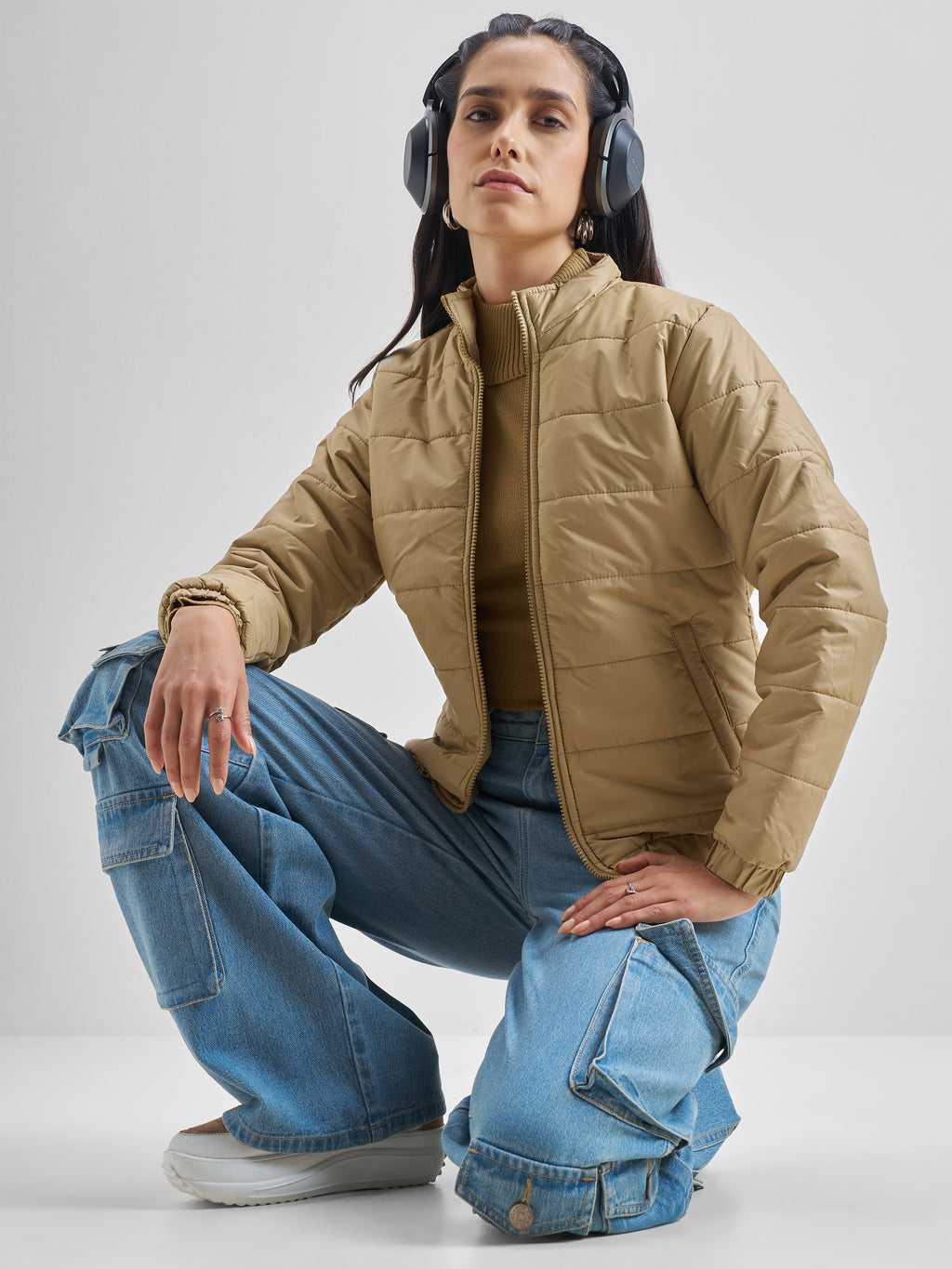 Tokyo Talkies Women Beige Puffer Jacket - Beige - Image 2