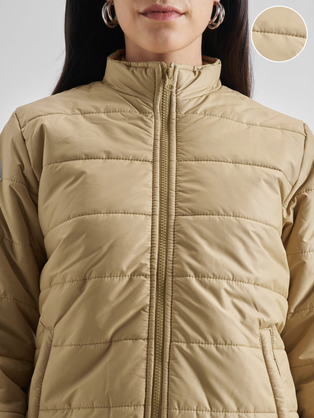 Tokyo Talkies Women Beige Puffer Jacket - Beige - Image 5
