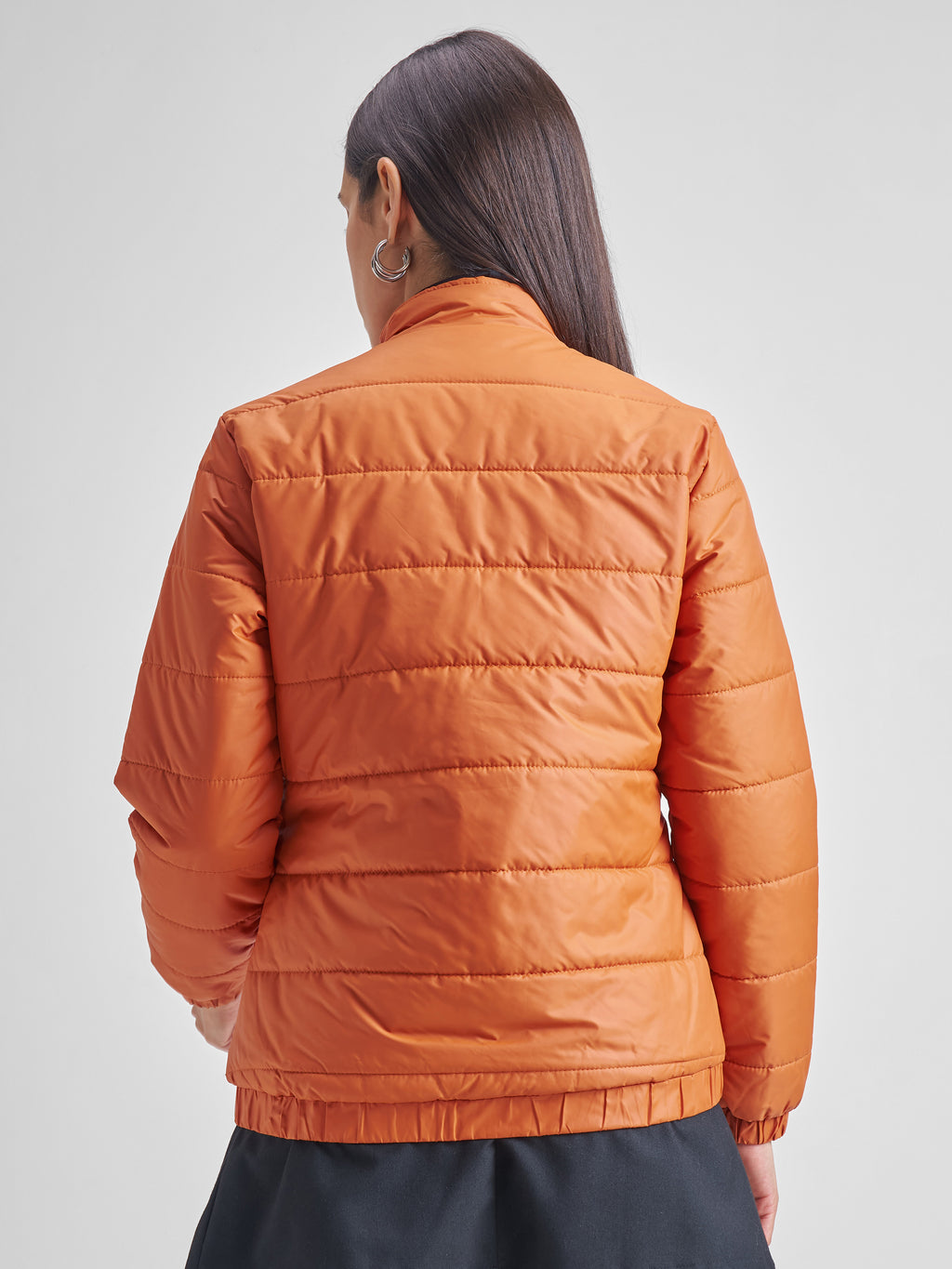 Tokyo Talkies Women Rust Puffer Jacket - Rust - Image 3