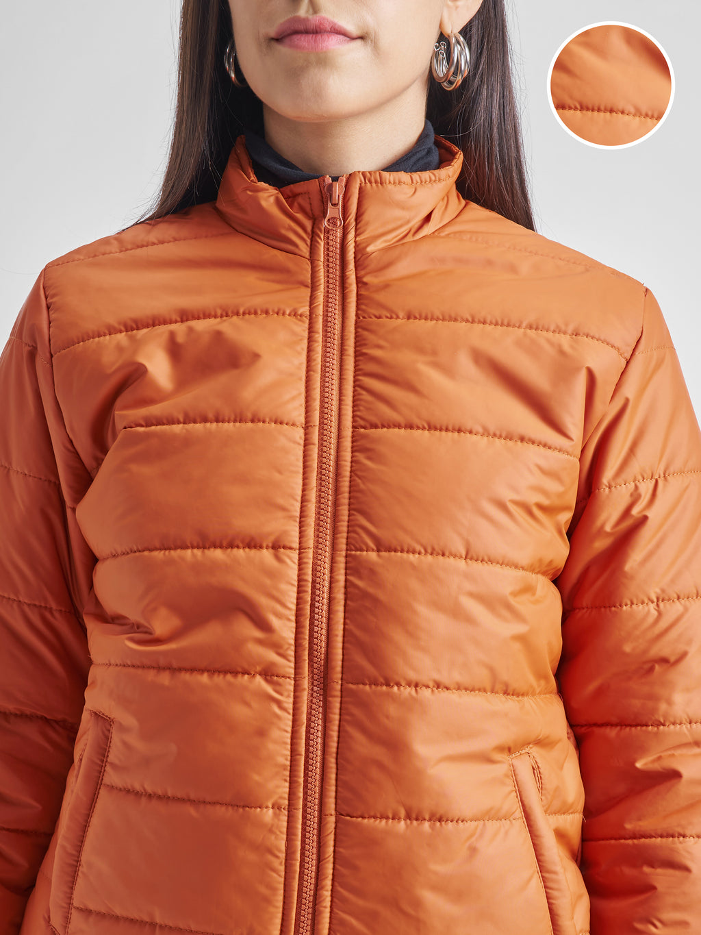 Tokyo Talkies Women Rust Puffer Jacket - Rust - Image 5