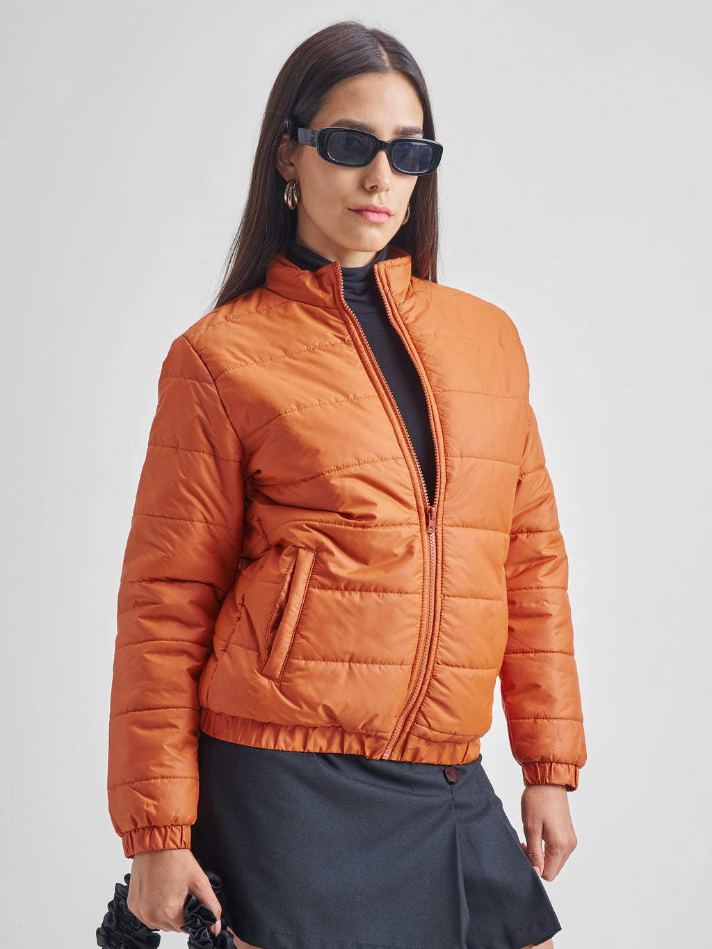 Tokyo Talkies Women Rust Puffer Jacket - Rust - Image 6