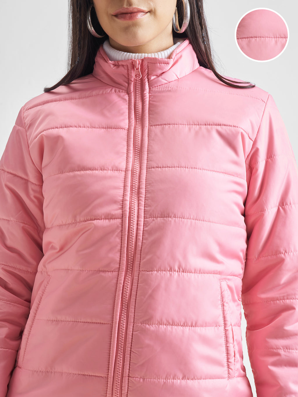 Tokyo Talkies Women Pink Puffer Jacket - Pink - Image 5