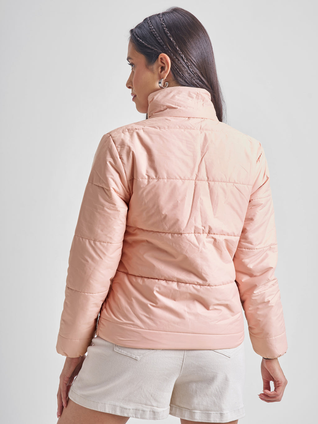 Tokyo Talkies Women Pink Puffer Jacket - Pink - Image 3