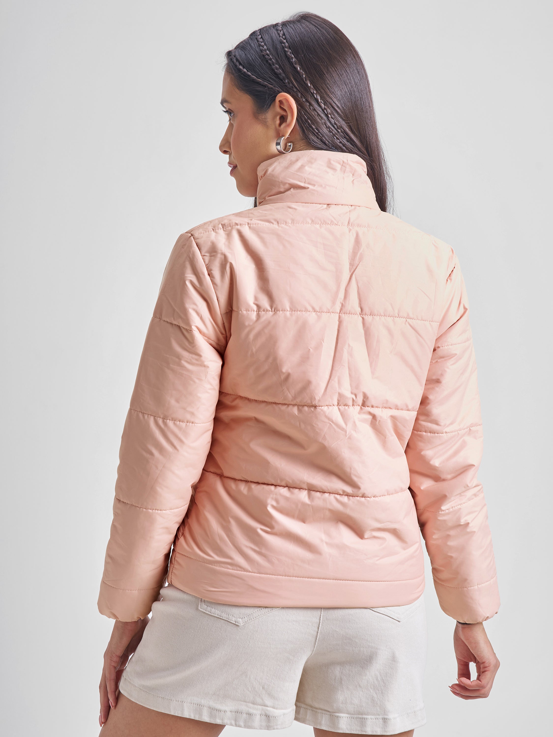 Tokyo Talkies Women Pink Puffer Jacket - Pink - Image 3