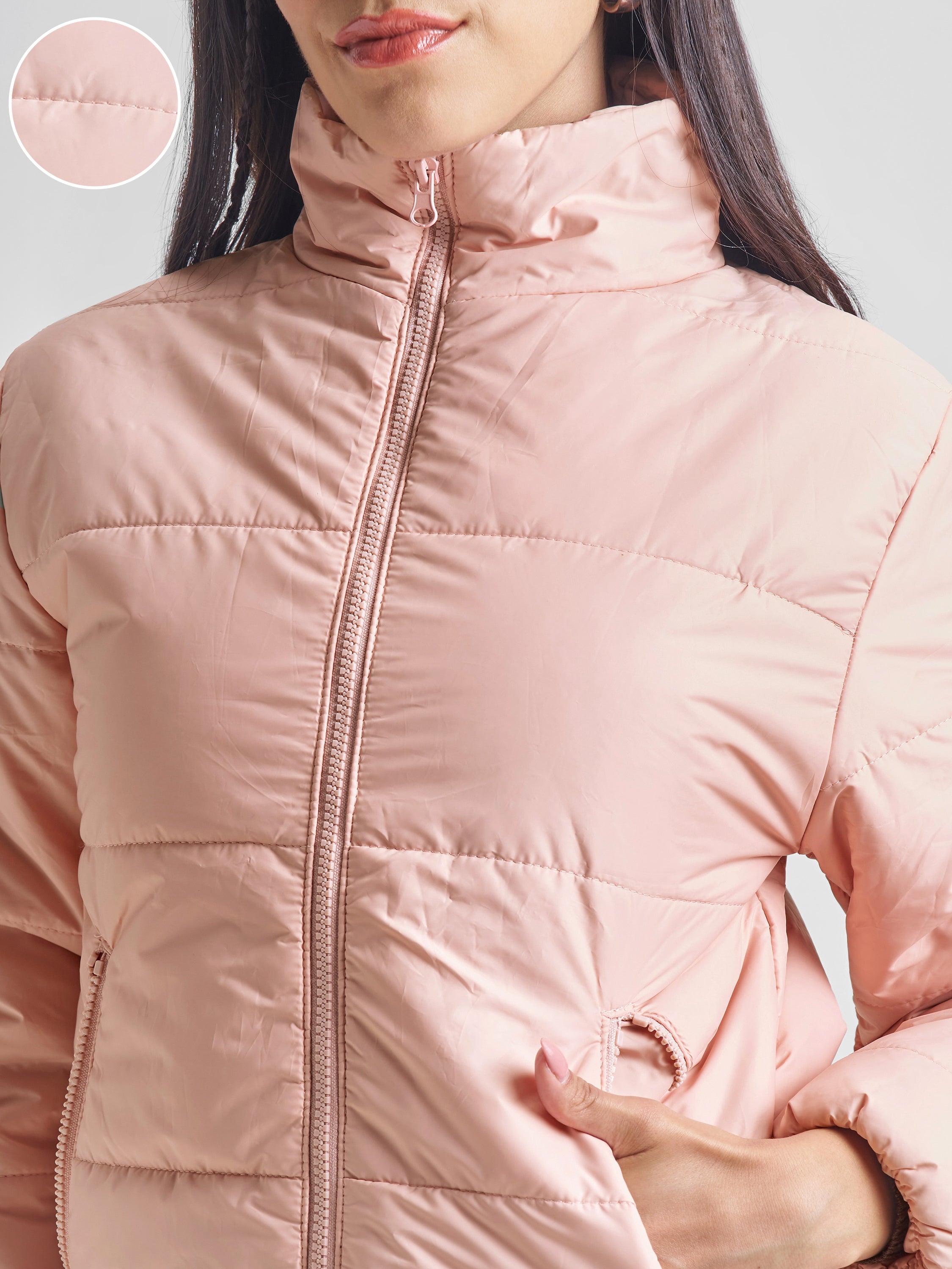 Tokyo Talkies Women Pink Puffer Jacket - Pink - Image 5