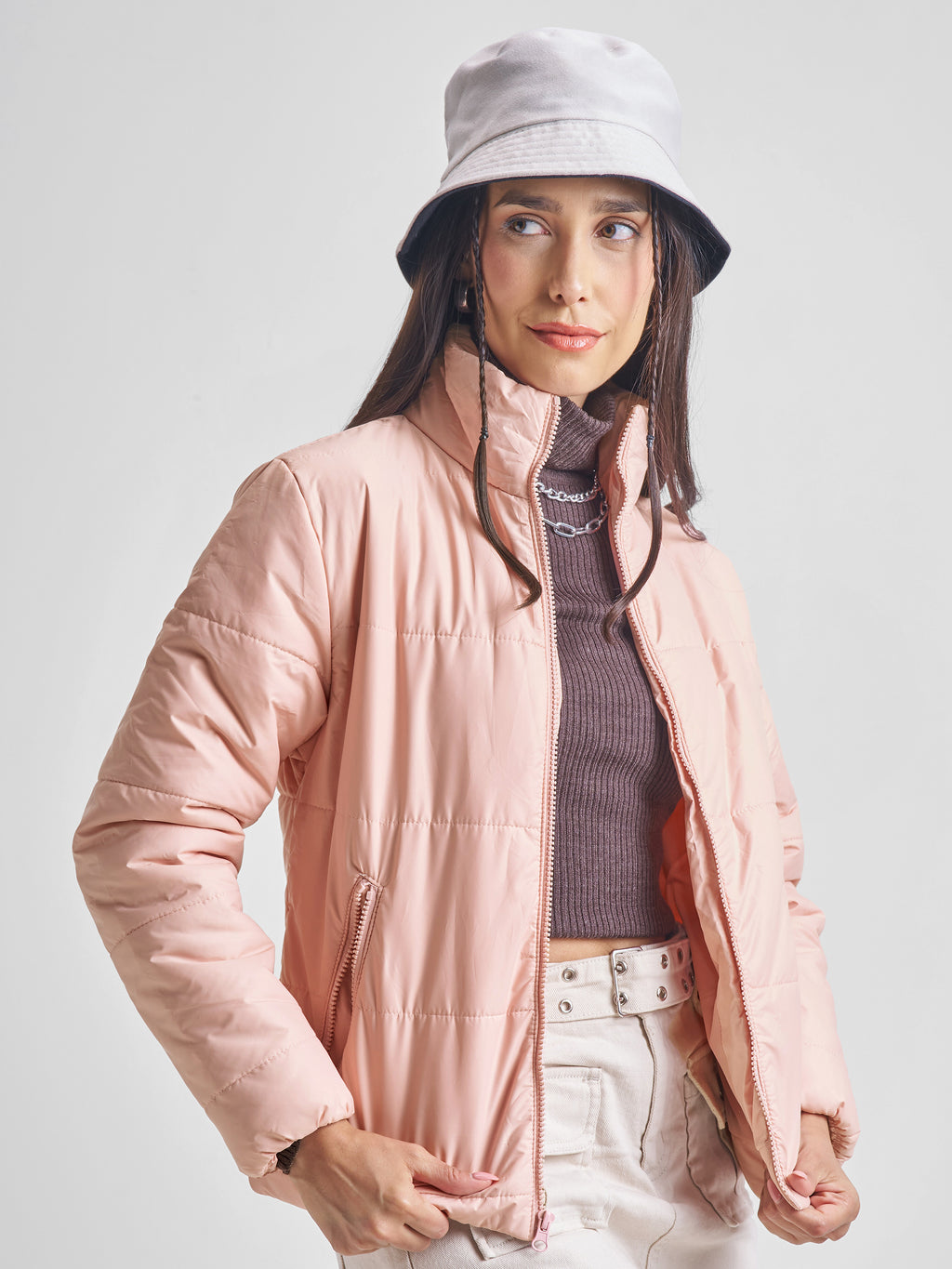 Tokyo Talkies Women Pink Puffer Jacket - Pink - Image 6