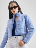 Tokyo Talkies Women Blue Puffer Jacket - Blue - Image 1