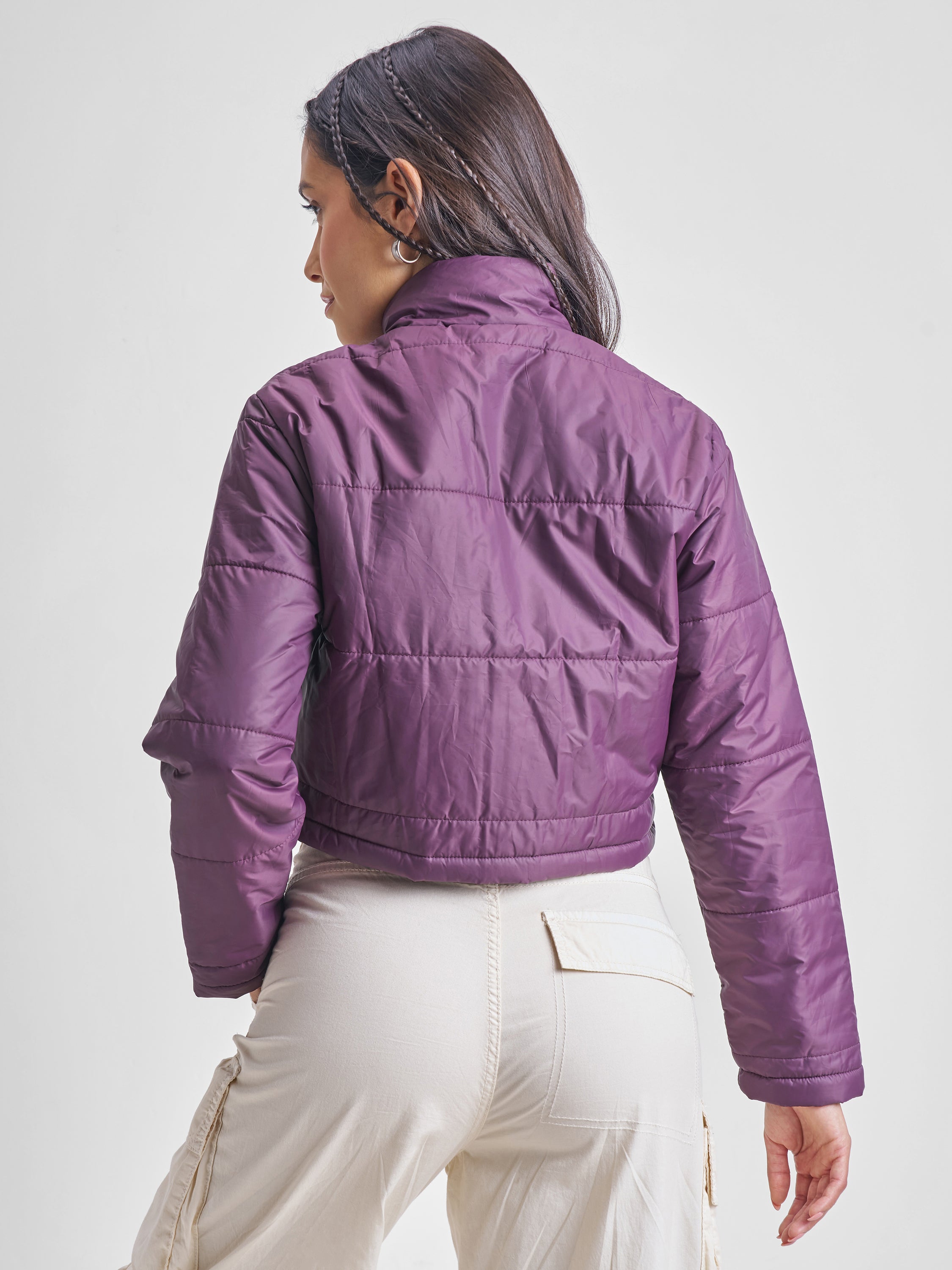 Tokyo Talkies Womens Puffer Jacket - Purple - Image 3