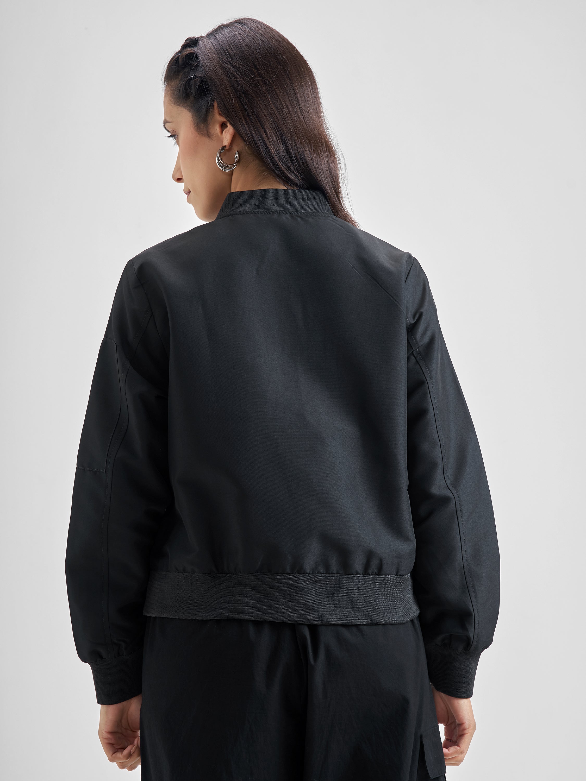 Women Tokyo Talkies Black Bomber Jacket - Black - Image 3