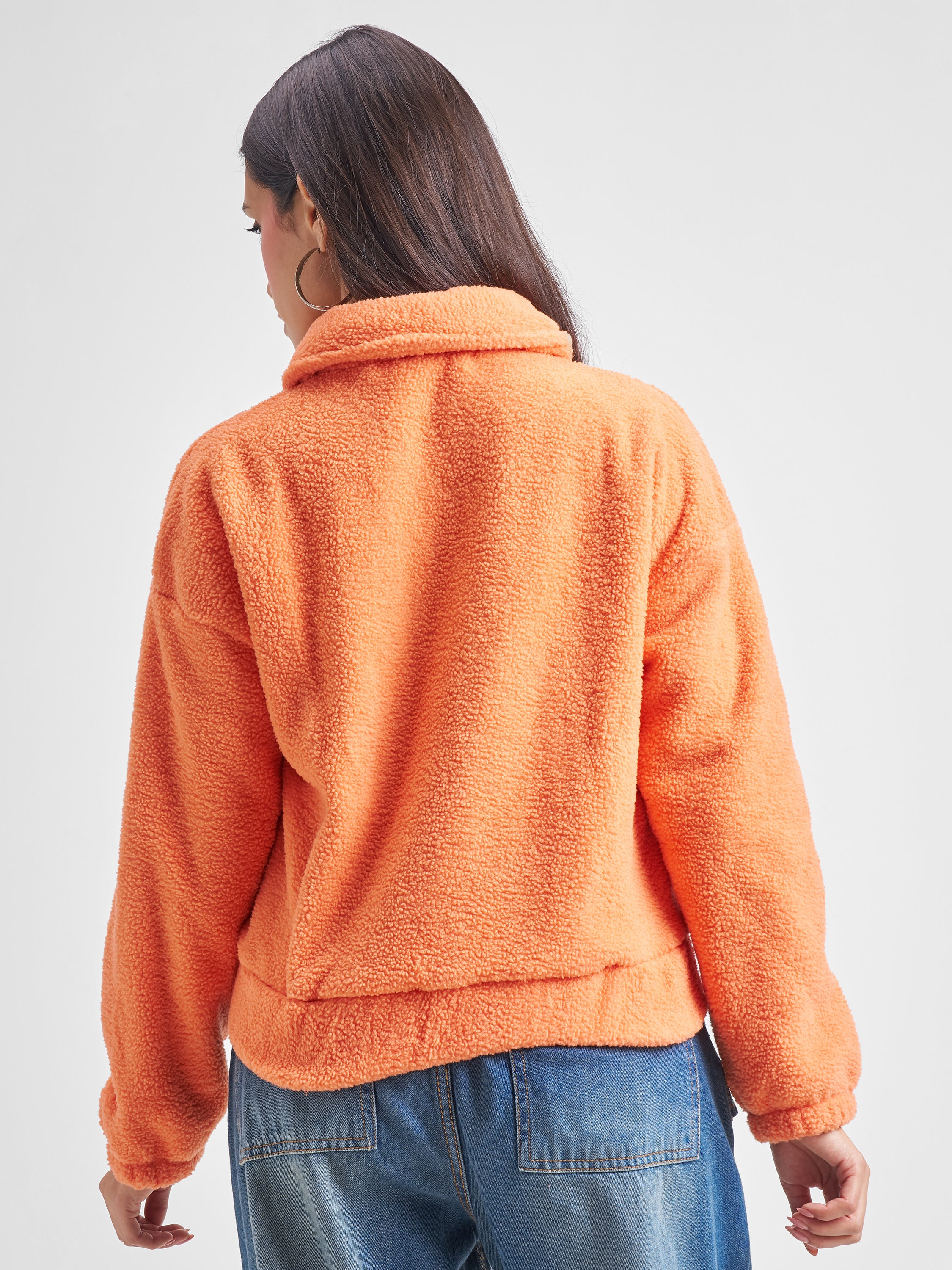 Tokyo Talkies Women Orange Open Front Jacket - Orange - Image 3