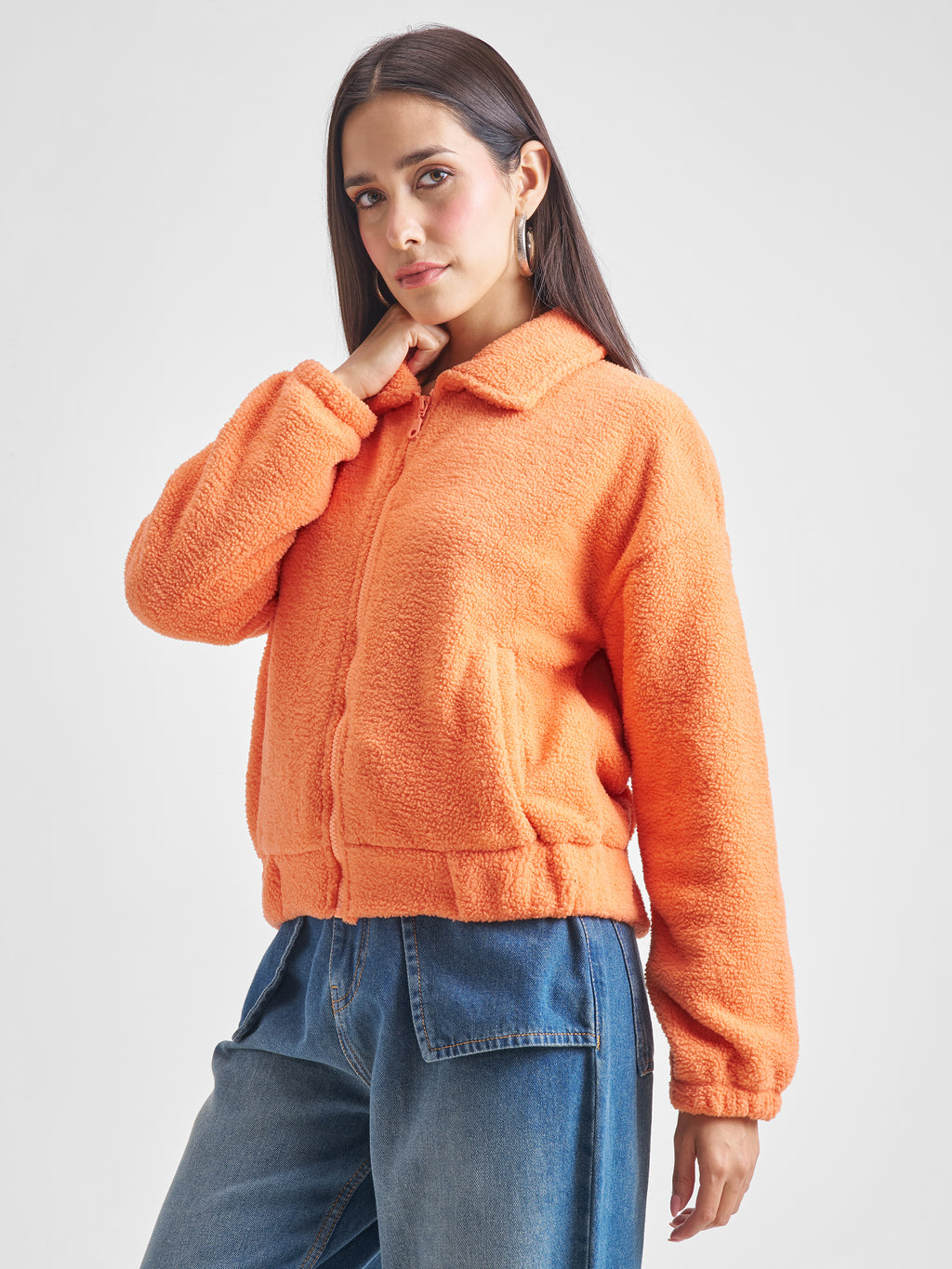 Tokyo Talkies Women Orange Open Front Jacket - Orange - Image 4