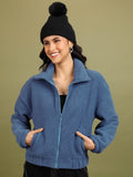 Tokyo Talkies Women Blue Open Front Jacket - Blue - Image 1