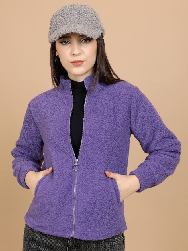 Tokyo Talkies Women Purple Open Front Jacket - Purple - Image 1