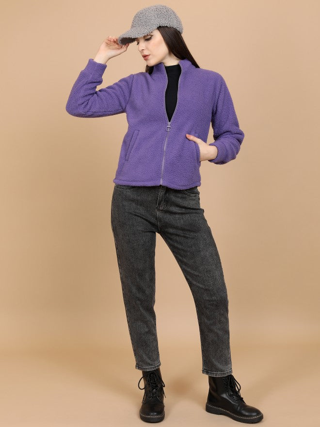 Tokyo Talkies Women Purple Open Front Jacket - Purple - Image 2