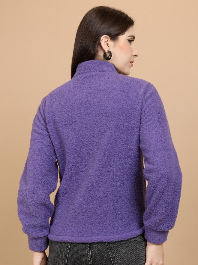Tokyo Talkies Women Purple Open Front Jacket - Purple - Image 3