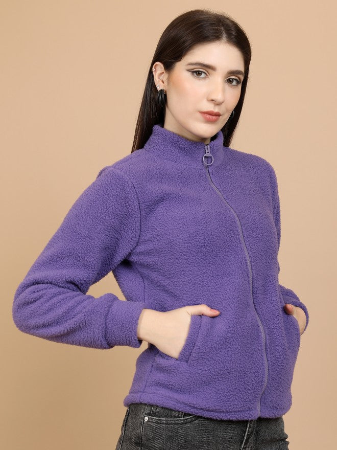 Tokyo Talkies Women Purple Open Front Jacket - Purple - Image 6