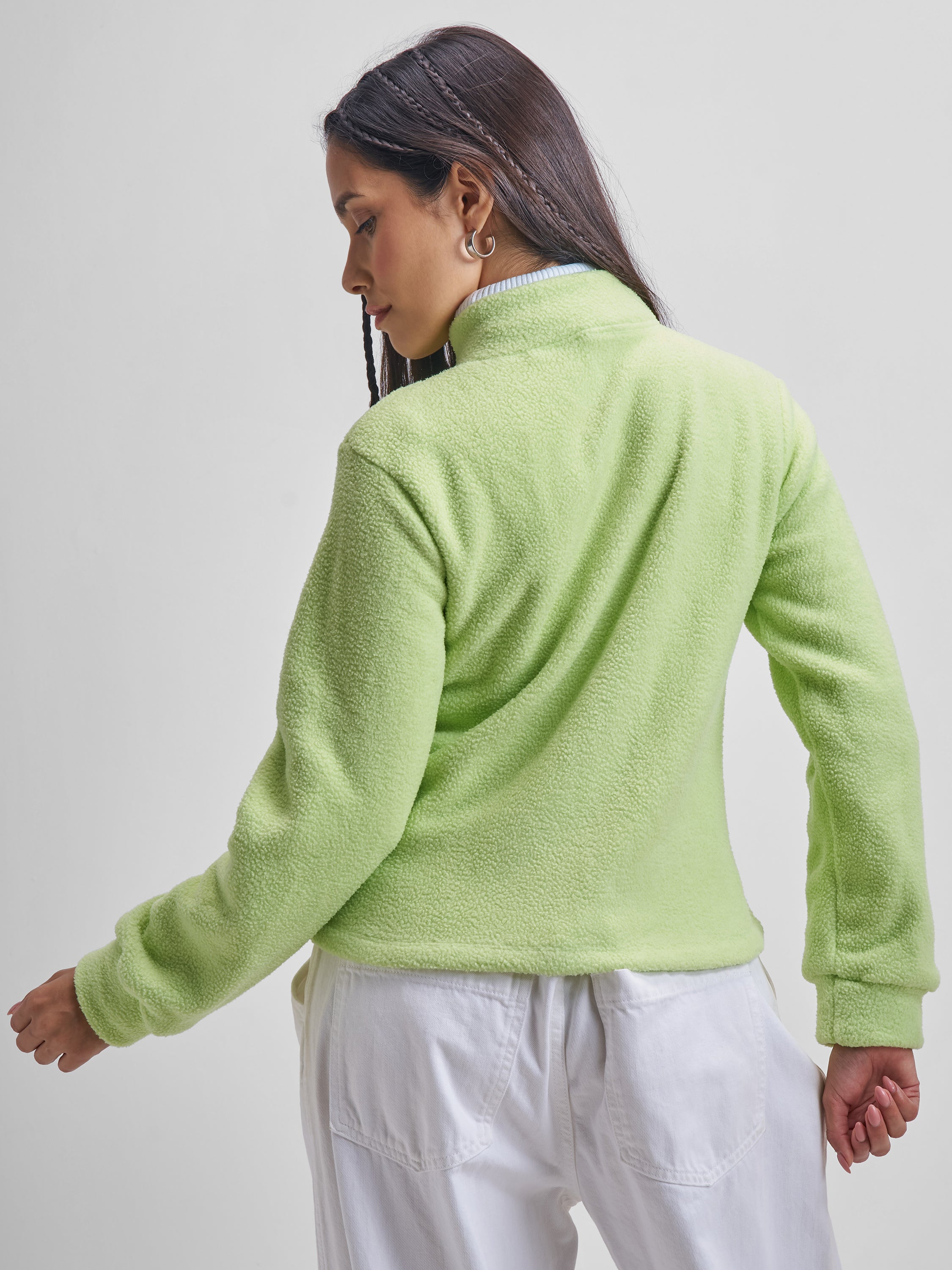 Tokyo Talkies Women Green Open Front Jacket - Green - Image 3
