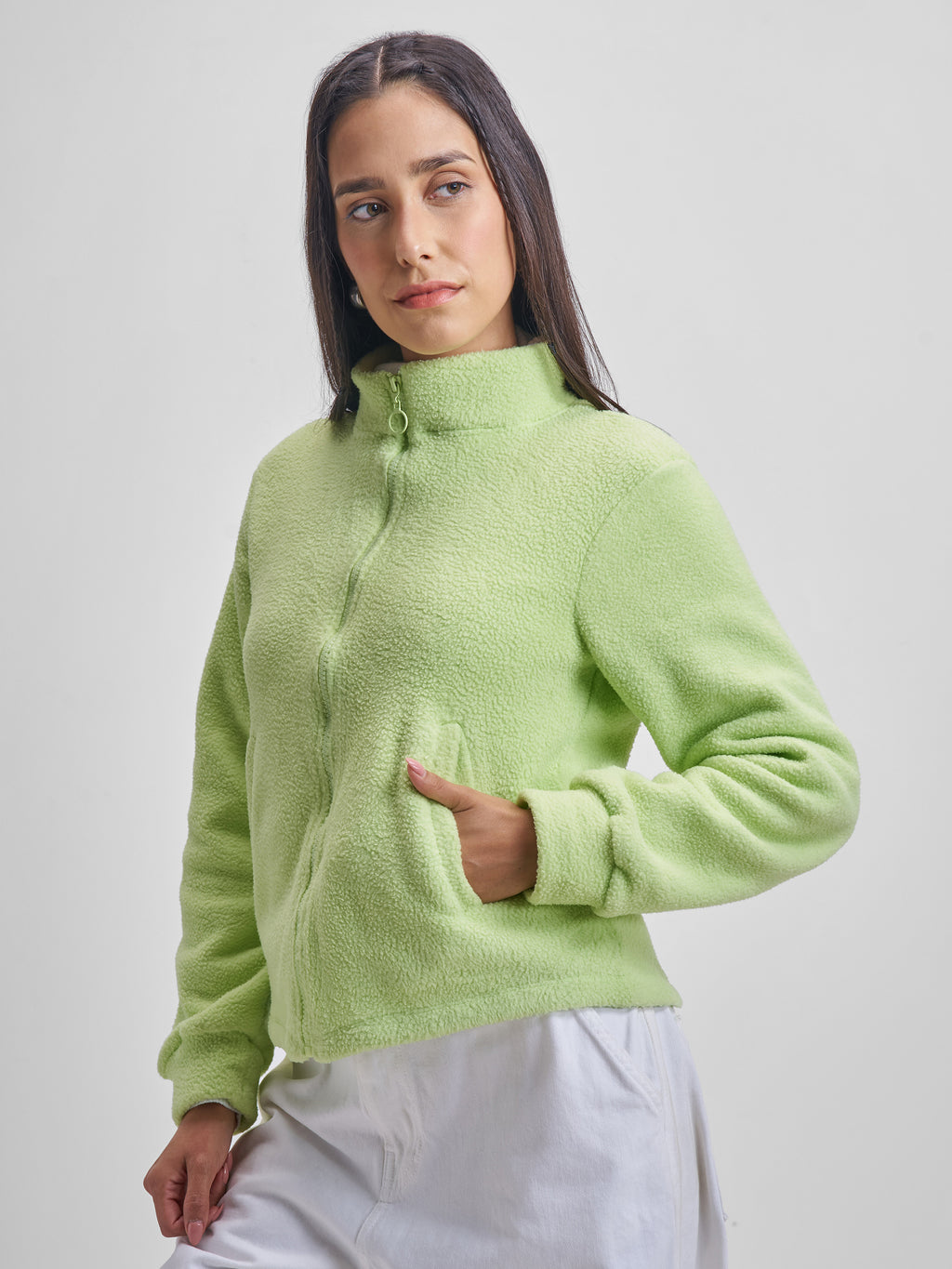 Tokyo Talkies Women Green Open Front Jacket - Green - Image 4