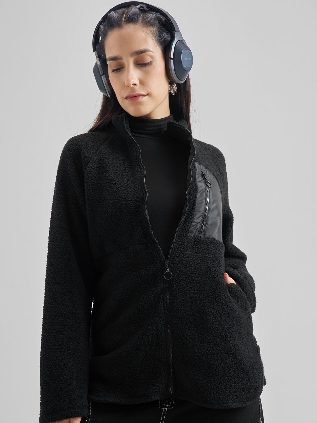 Tokyo Talkies Women Black Open Front Jacket - Black - Image 1