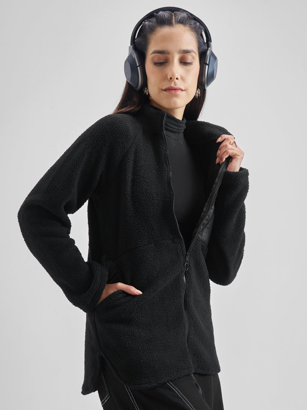 Tokyo Talkies Women Black Open Front Jacket - Black - Image 6