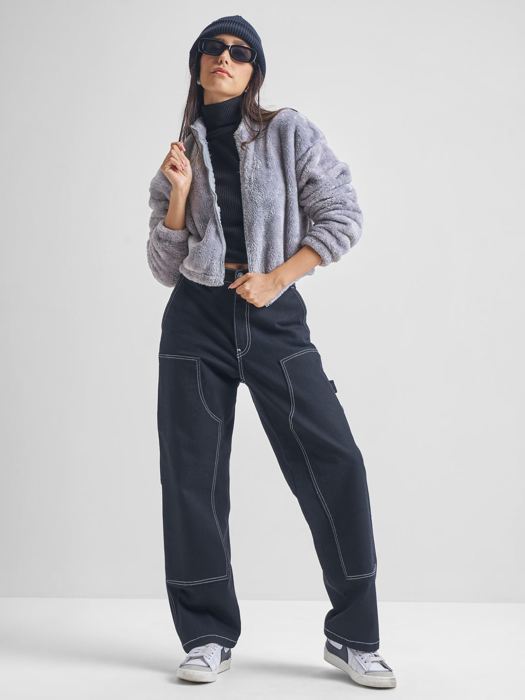Tokyo Talkies Women Grey Open Front Jacket - Grey - Image 2