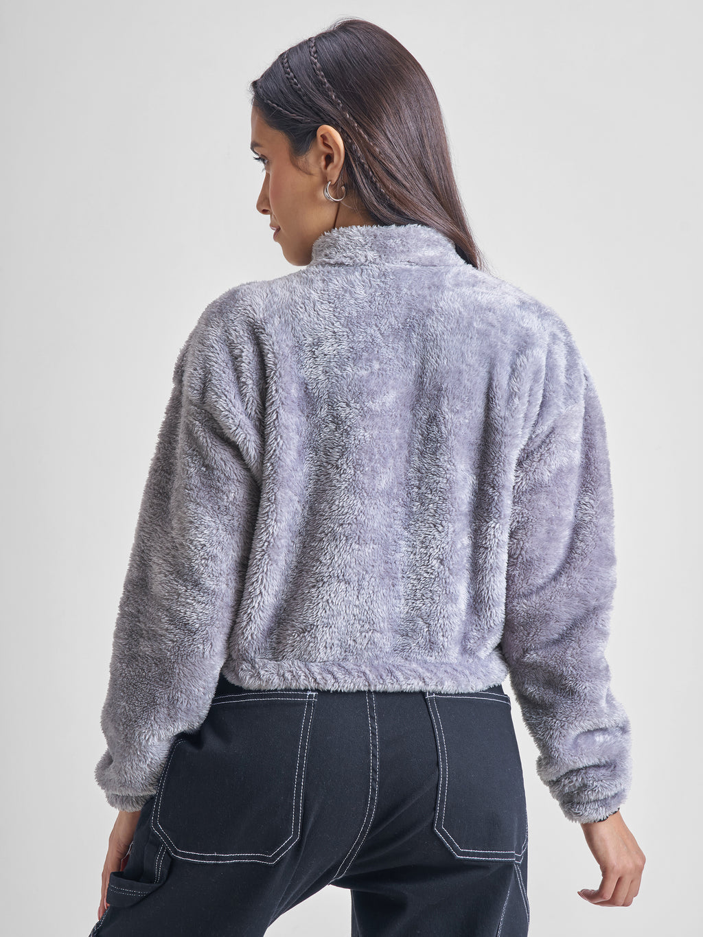 Tokyo Talkies Women Grey Open Front Jacket - Grey - Image 3