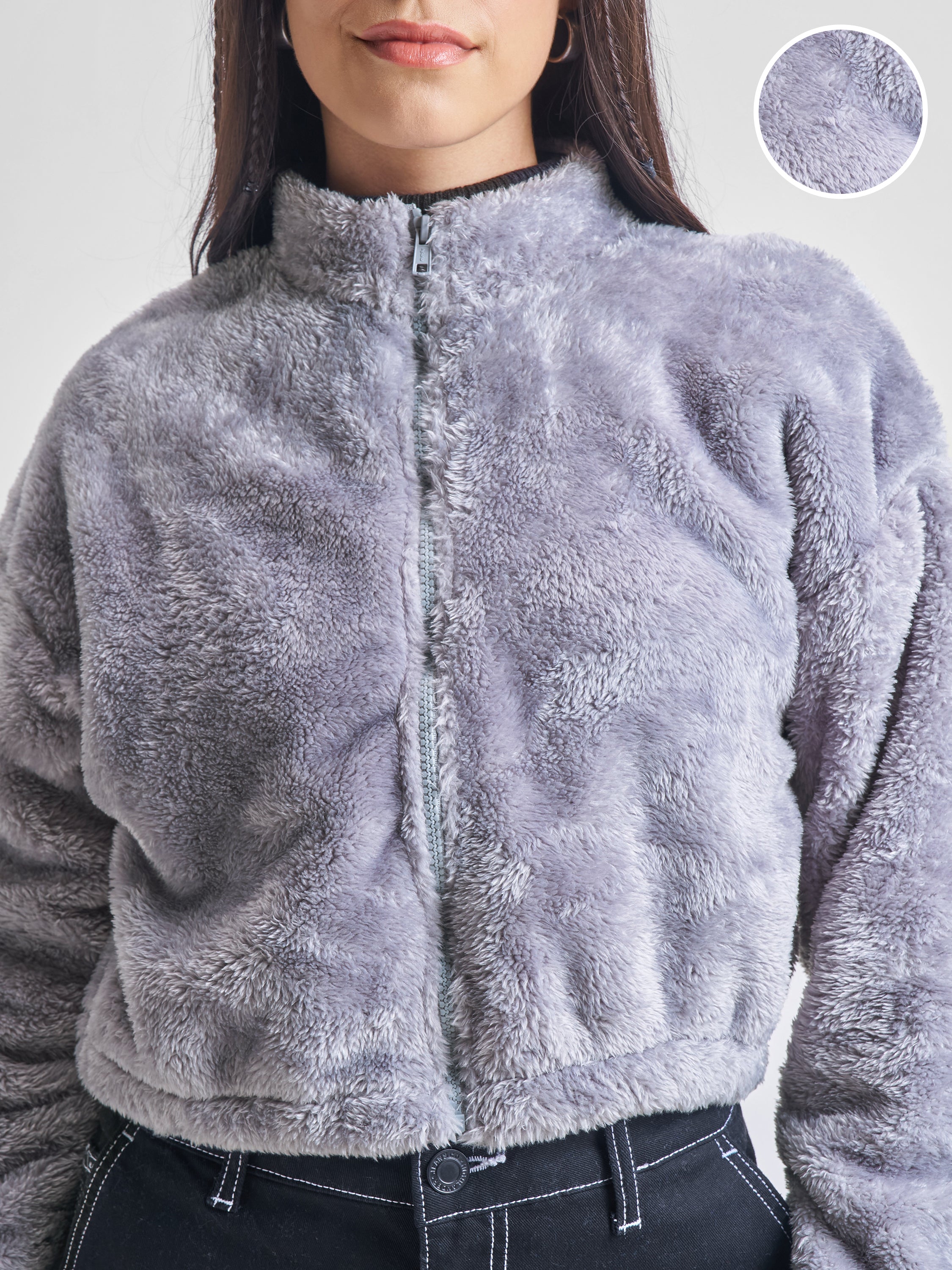 Tokyo Talkies Women Grey Open Front Jacket - Grey - Image 5