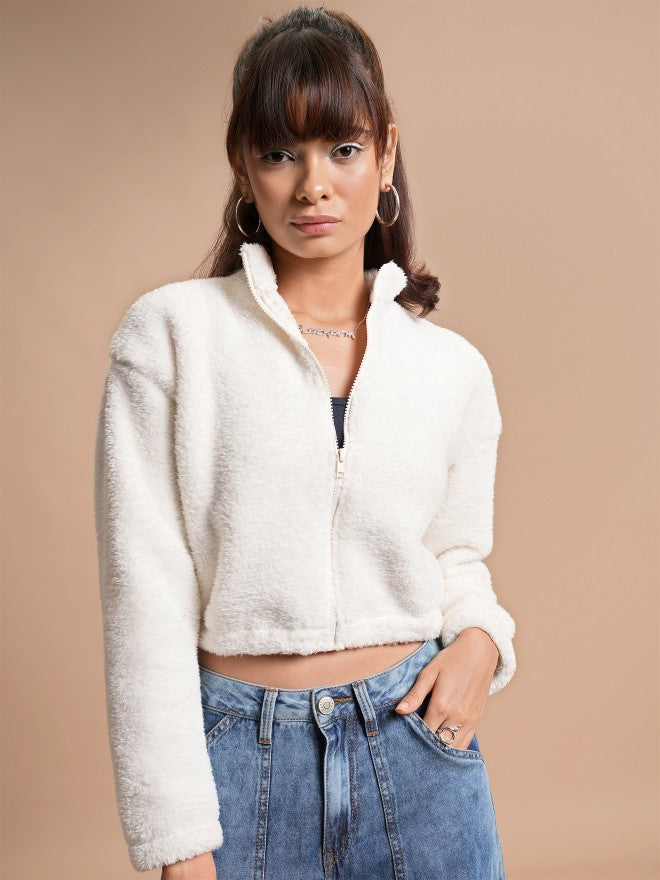 Tokyo Talkies Women White Open Front Jacket - White - Image 1