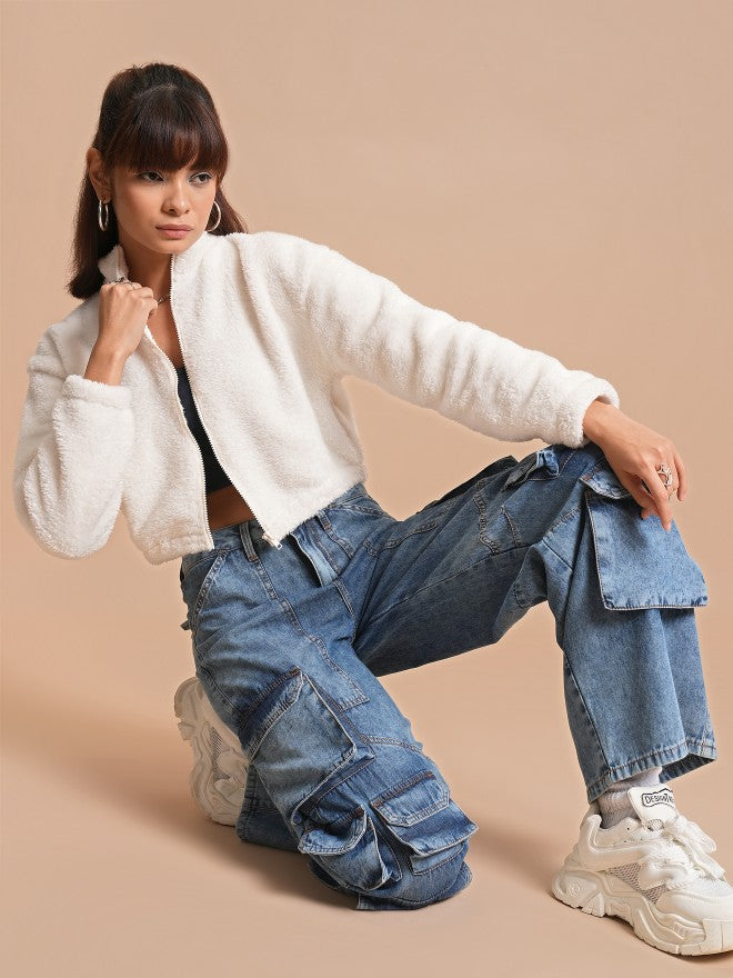 Tokyo Talkies Women White Open Front Jacket - White - Image 2