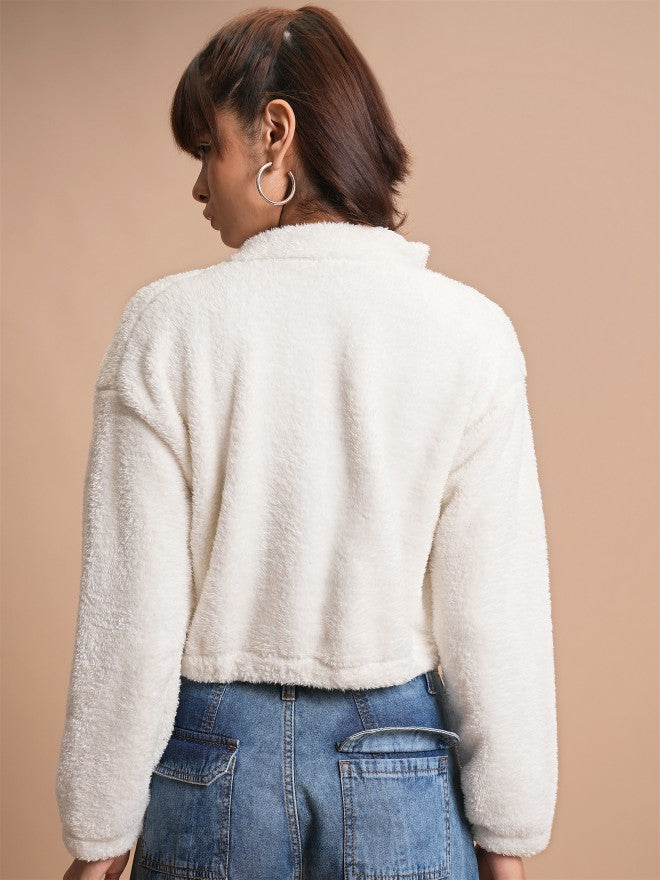 Tokyo Talkies Women White Open Front Jacket - White - Image 3