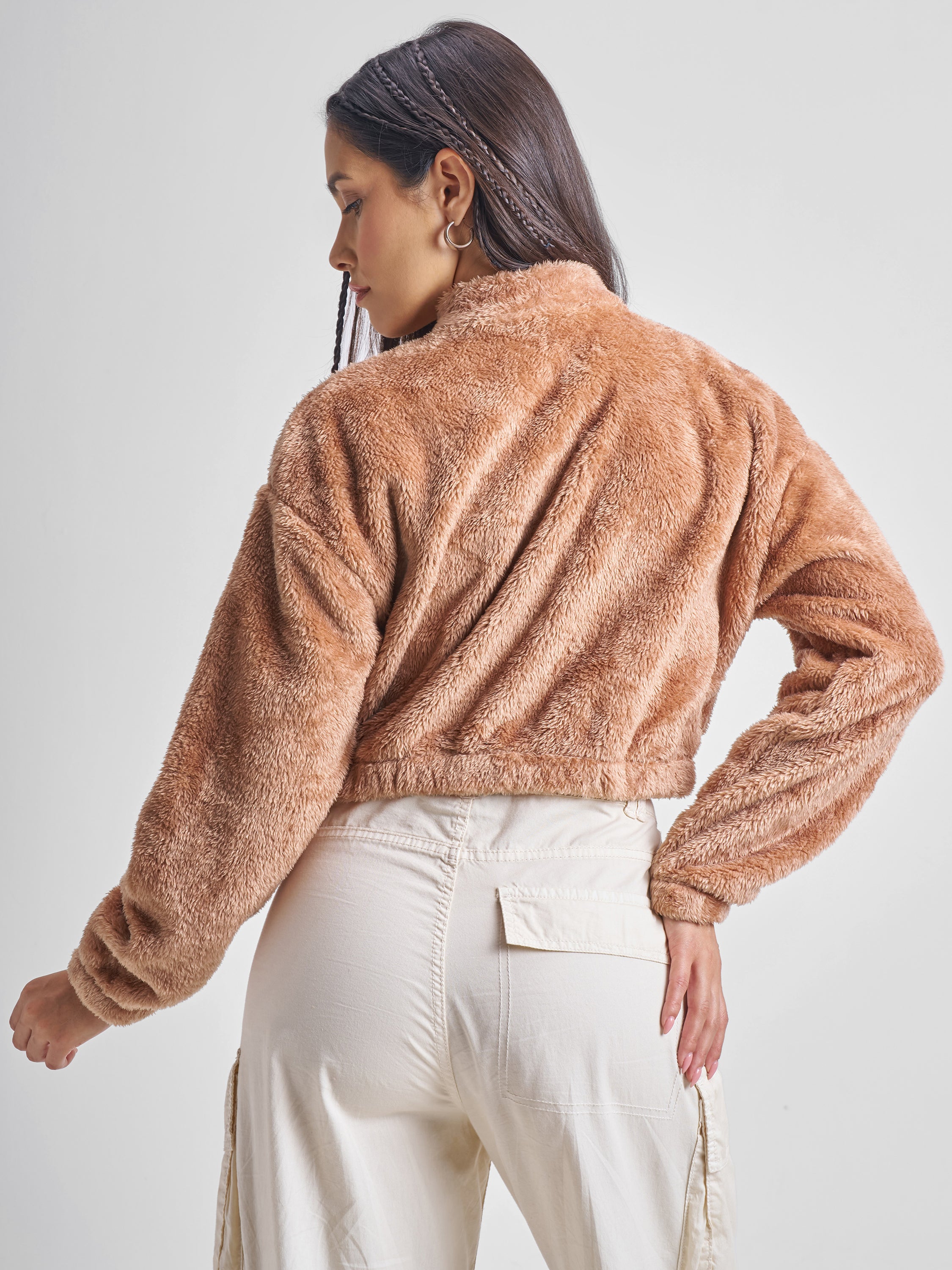 Tokyo Talkies Women Brown Open Front Jacket - Brown - Image 3