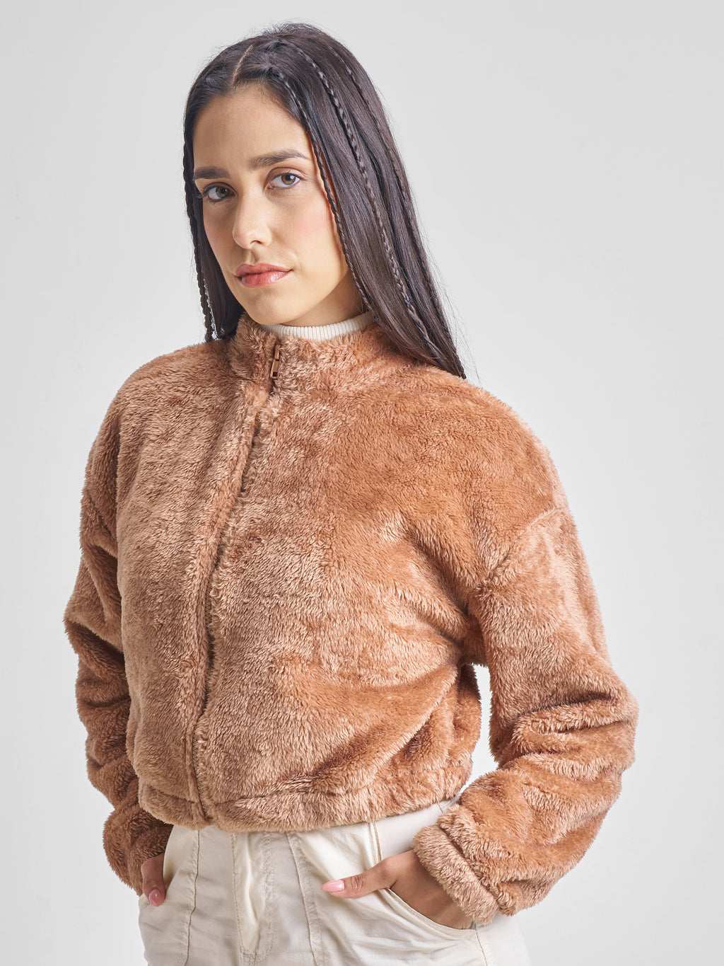 Tokyo Talkies Women Brown Open Front Jacket - Brown - Image 4
