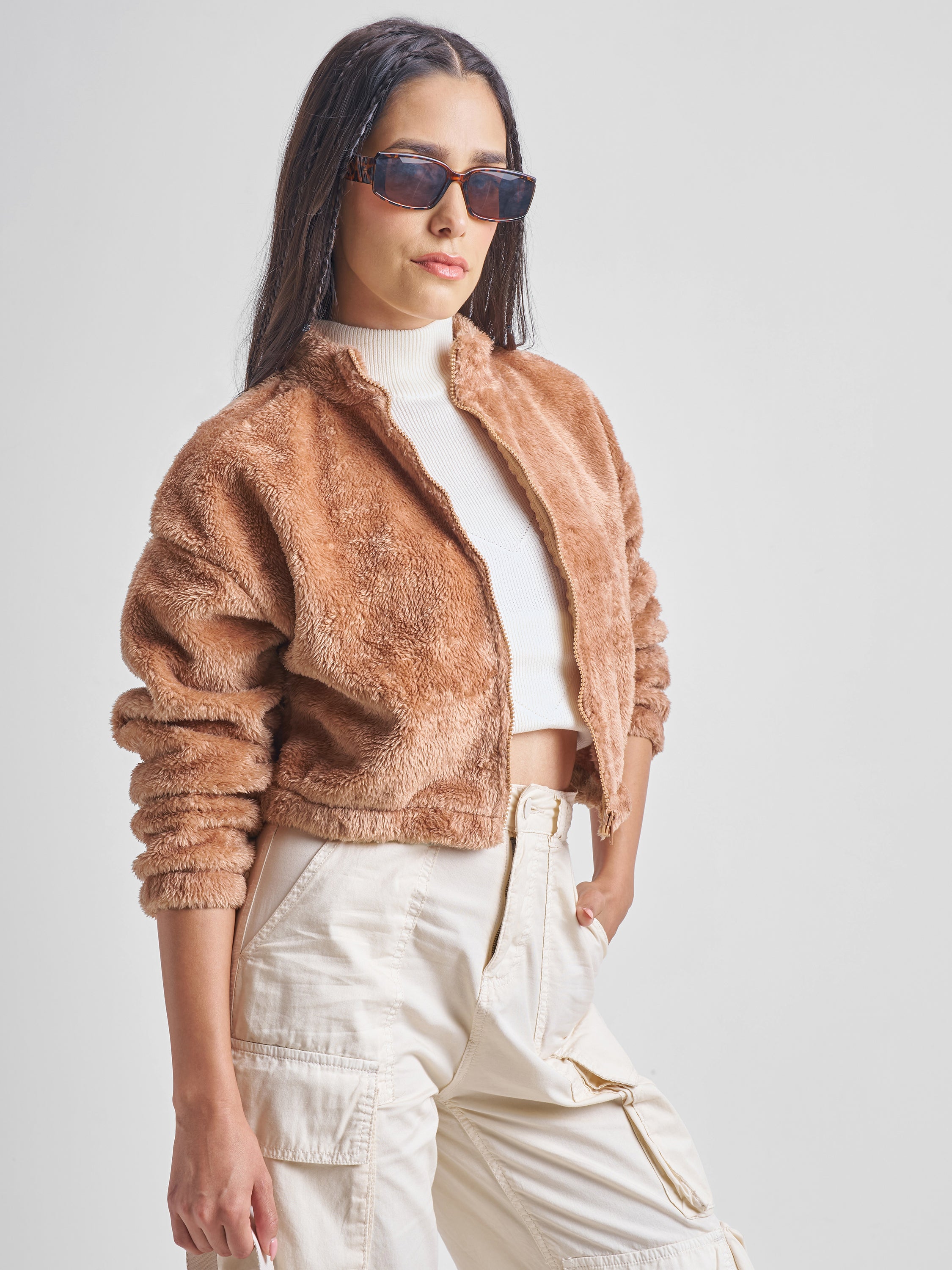 Tokyo Talkies Women Brown Open Front Jacket - Brown - Image 6