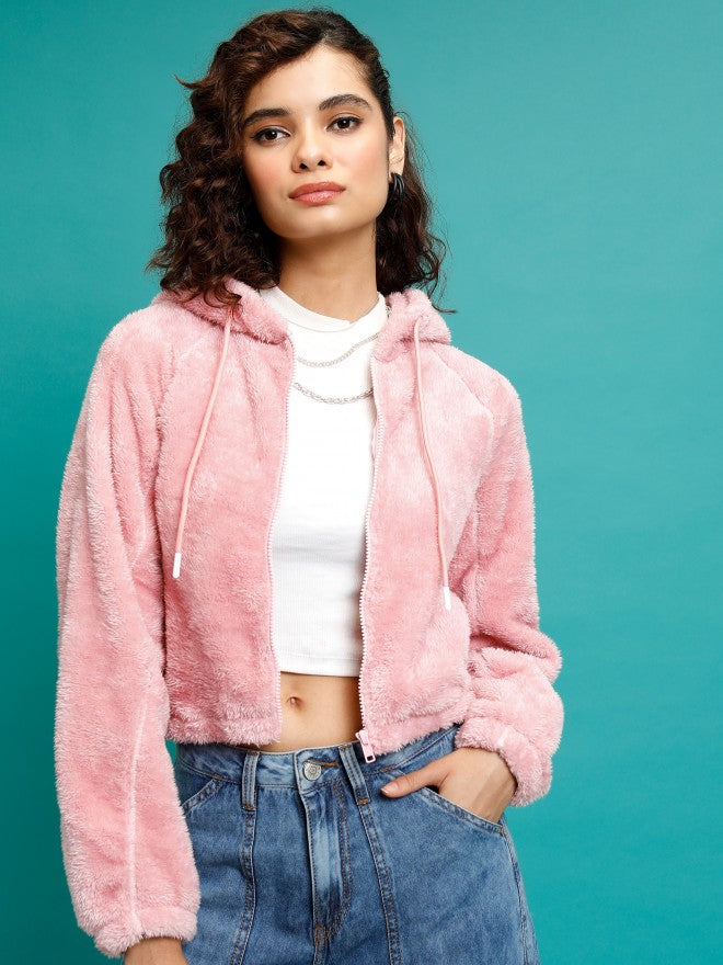 Tokyo Talkies Women Pink Open Front Jacket - Pink - Image 1